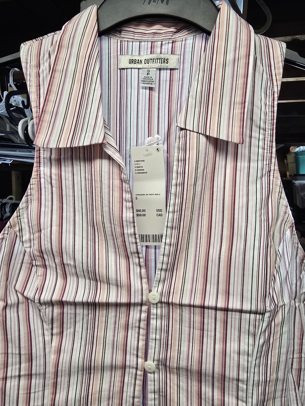 NWT Party Girl Cotton-Blend Button Down Sleeveless Shirt - Picture 7 of 9